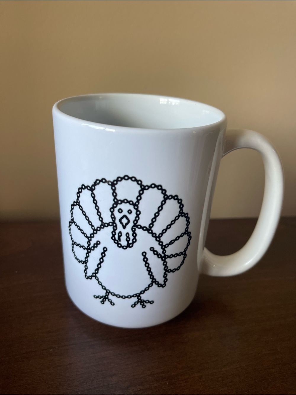 White Ceramic Turkey Mug - 15oz NEW